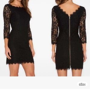 Diane von furstenberg  Elegant Black Lace Dress sz 10